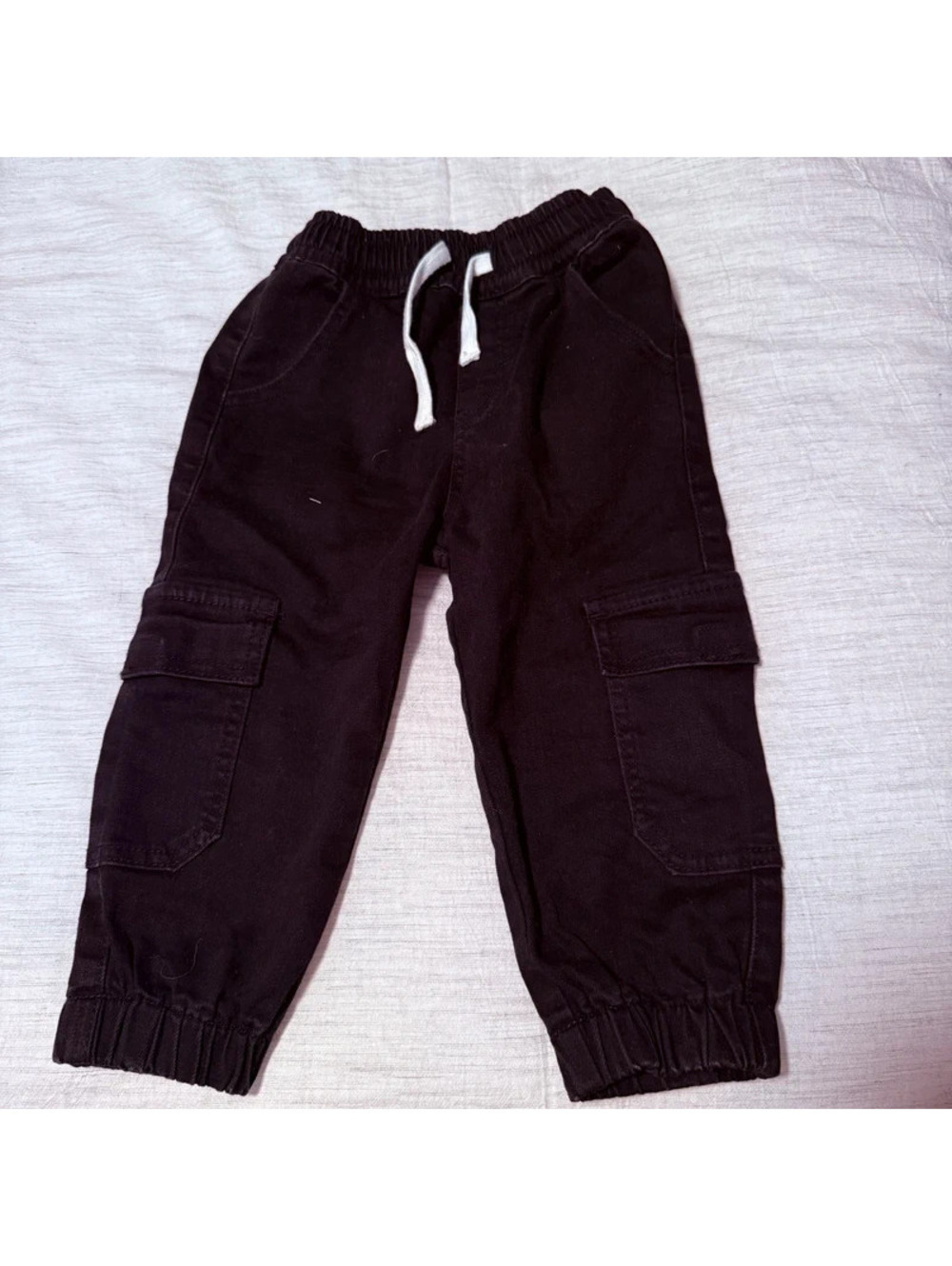 Little bipsy black twill denim joggers